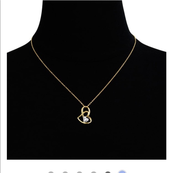 14K Diamond Floating Heart Necklace Valentine - Picture 5 of 10